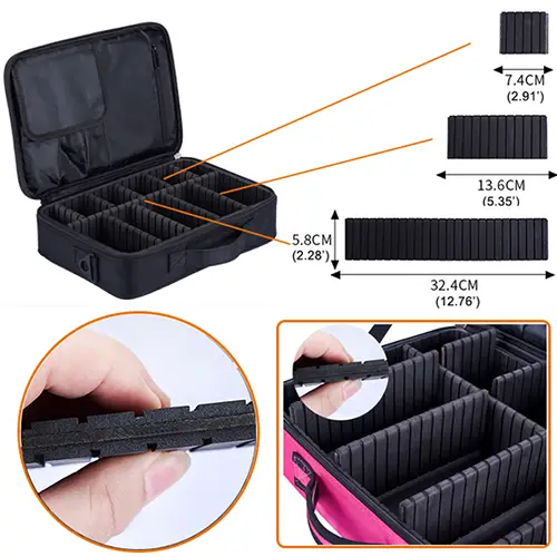 Portable Double Layer Aluminum Compartment Cosmetic Storage Case